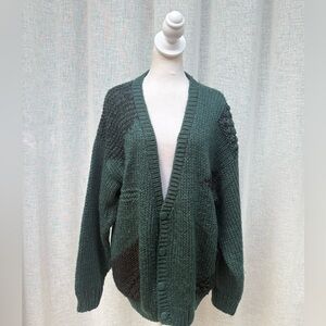 Peter England green knitted button down grandpa style sweater cardigan